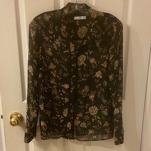 Mango Black and Gold Floral Top